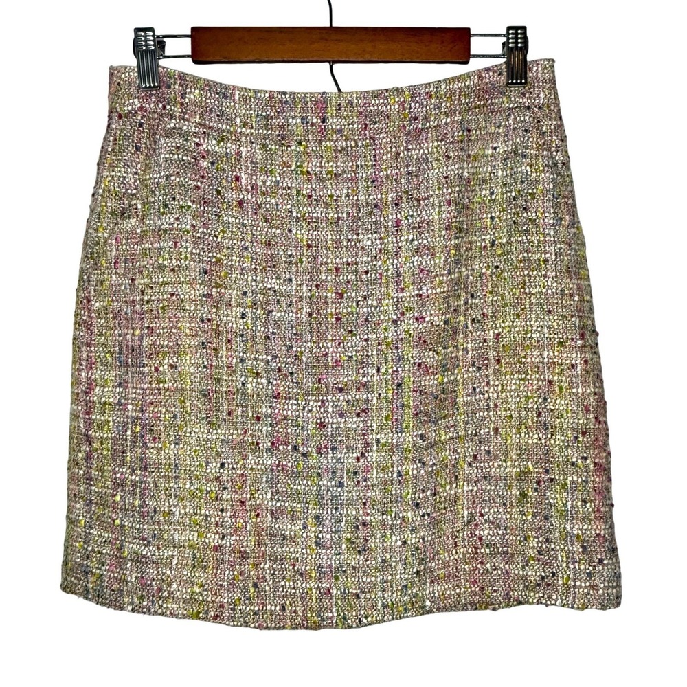 J. Crew Boucle Tweed Multicolor Lined Skirt Size 4 Silk Cotton Blend